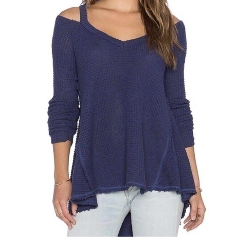 Free People Moonshine Cold Shoulder V-Neck Sweater Small NWT